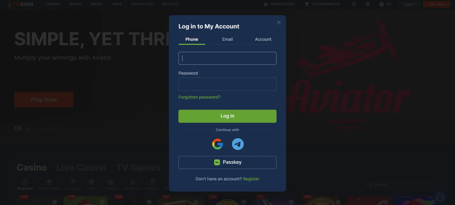 Vip King Login